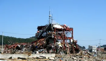 津波の被害にあった建物